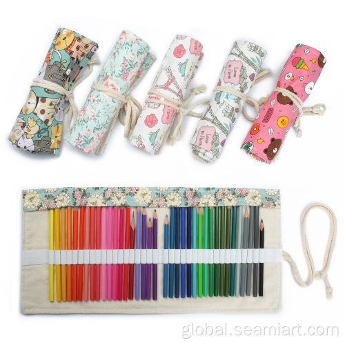 Pencil Roll Up Pencil Case seamiart Canvas Pencil Roll Wrap Pen Bag Factory